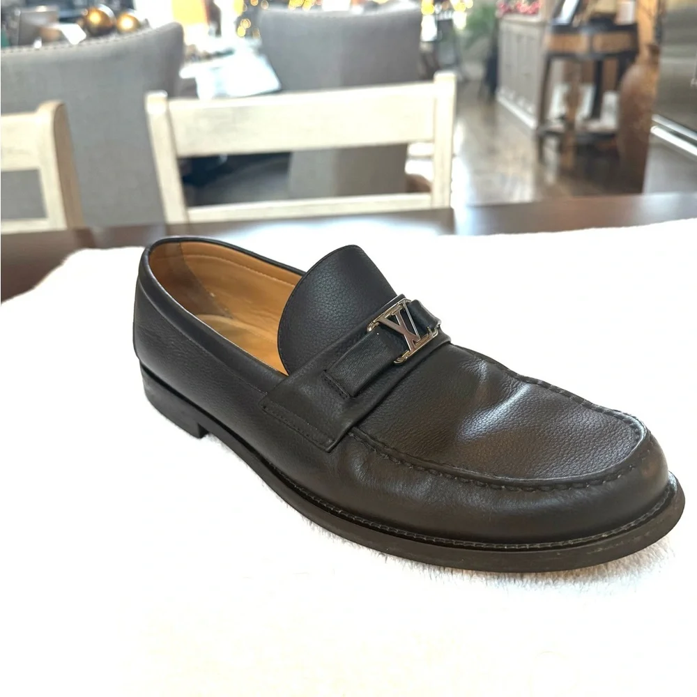 Louis Vuitton Black Leather Loafers Size 10 - Picture 7 of 10